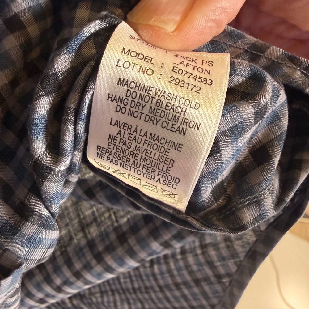 Theory Mens Zack PS Algae Multi Blue Gingham Check Button Down Shirt E0774583 L - Picture 10 of 10